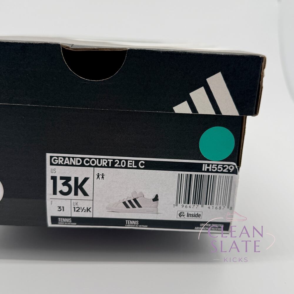 Adidas Grand Court 2.0 EL White/Black Kids 13K NIB/NWT - Picture 6 of 6